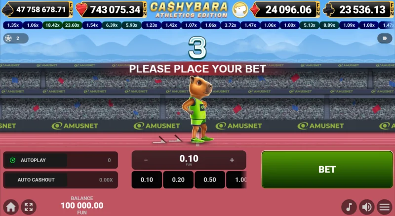 Cashybara Athletics Edition - oran sayacının bulunduğu ana koşu ekranı